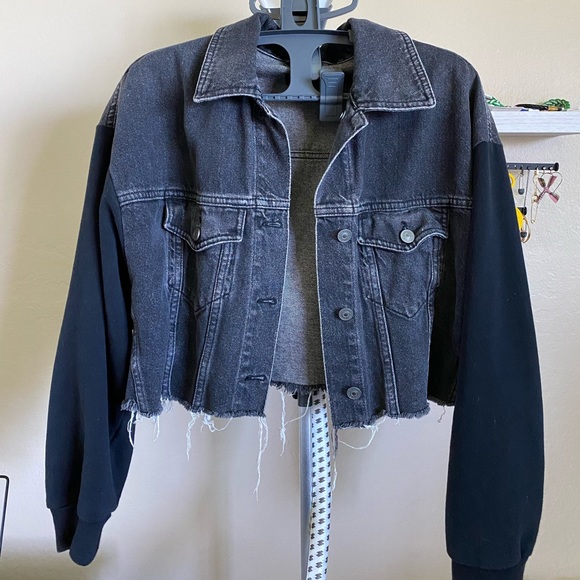 blue saint black denim jacket